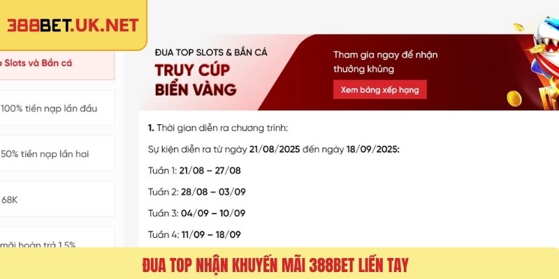 Đua top nhận khuyến mãi 388BET liền tay